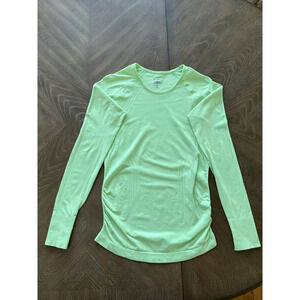 Athleta Long Sleeve Performance Shirt Women's Size Small Side Rouching Lime